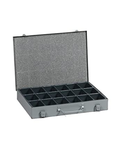 Allit Metalen Hardware Box met 18-compartimenten verwijderbare kunststof lade